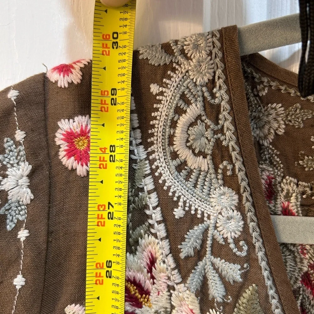 Johnny Was 100% Linen Heavily Embroidered Rustic Boho Tunic Top Sz s - Picture 11 of 12